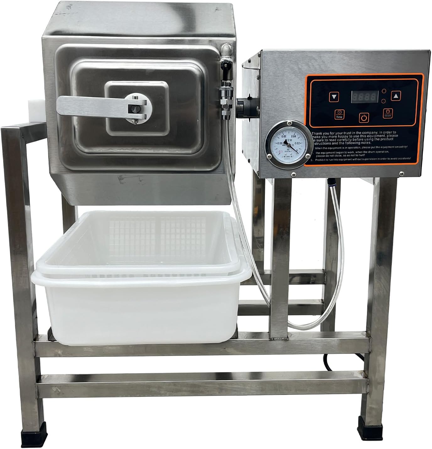 38L Electric Meat Tumbler Marinator Vacuum Pump Meat Vegetable Tumbler Marinating Machine Commercial Stainless Steel Meat Curing Marinator 110V 350W