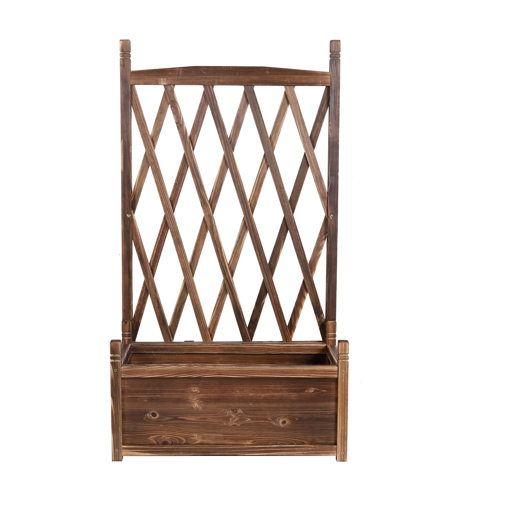 UNHO Jardinière Treillis Extérieure Bois: Bac à Fleurs Rectangulaire Grande Taille Carré Potager Surélevé de Jardin Esthétique et Pratique Idéal pour Balcon Patio Terrasse - 64x37x115cm Charge 45kg