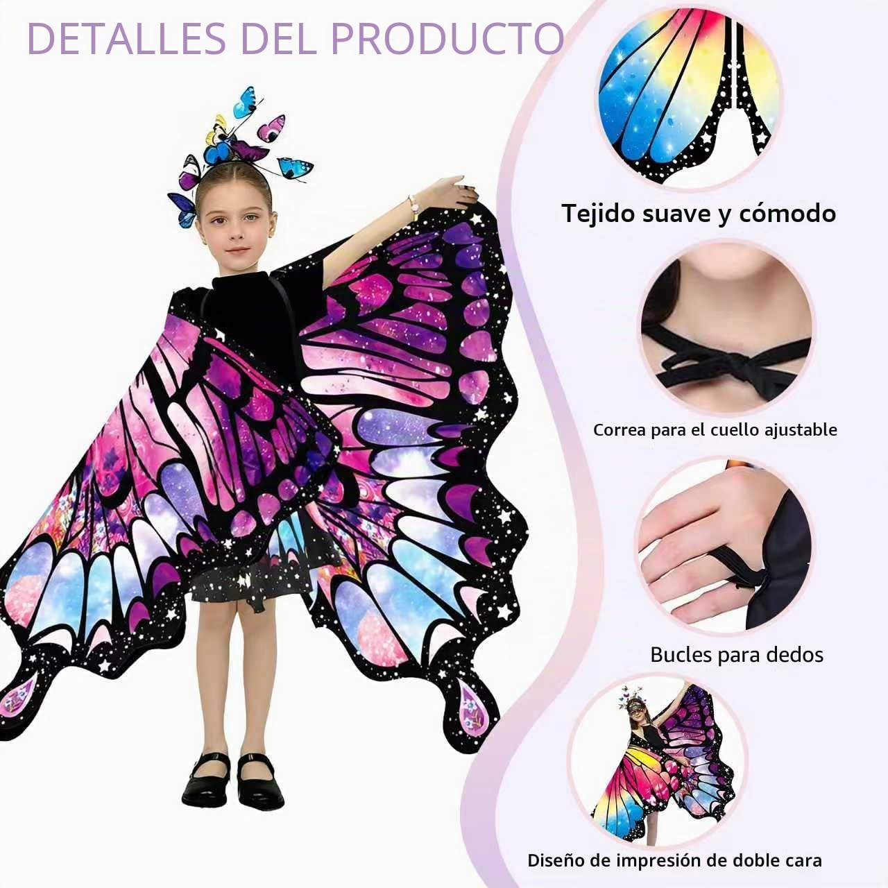 Disfraz Mariposa Niña Disfraz de Mariposa Niña Alas de Mariposas Capa de Mariposas para Carnaval Halloween Fiestas Cosplay