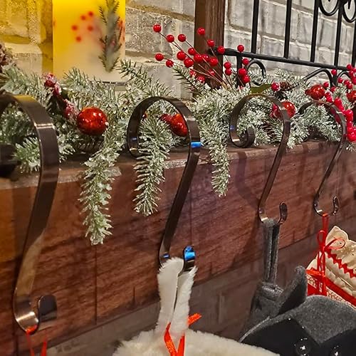 Haute Decor Stocking Scrolls Stocking Hanger - 4 Pack (Oil-Rubbed Bronze) - Christmas Stocking Holders for Various Mantel Sizes Including Large