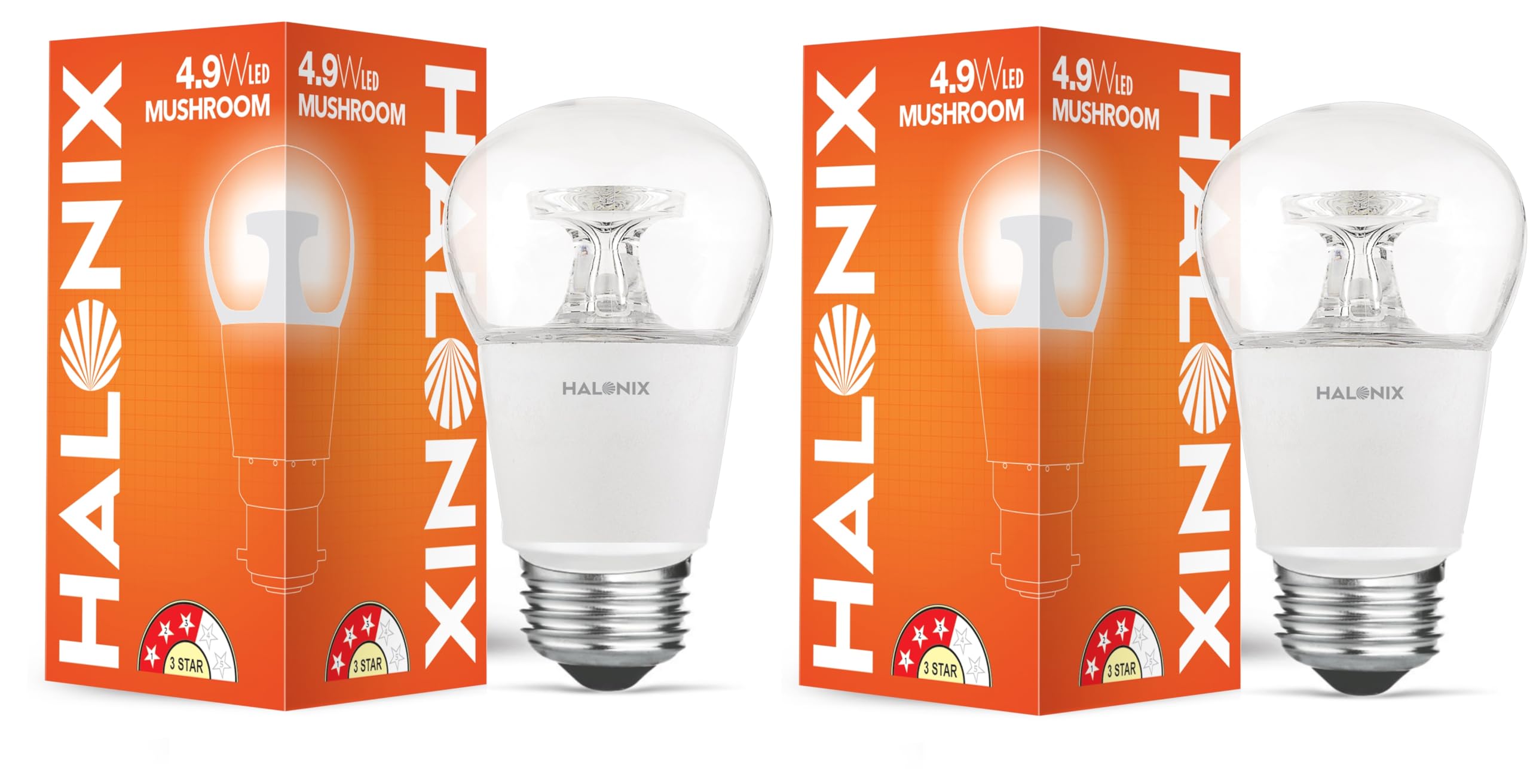 Halonix Star Mushroom Clear 4.9W Chandeliers Bulb |Warm White (2700K)|E27 Base|For Chandeliers & Decorative Lights|4Kv Surge Protection |Energy Efficient |Pack Of 2, Led-image-2