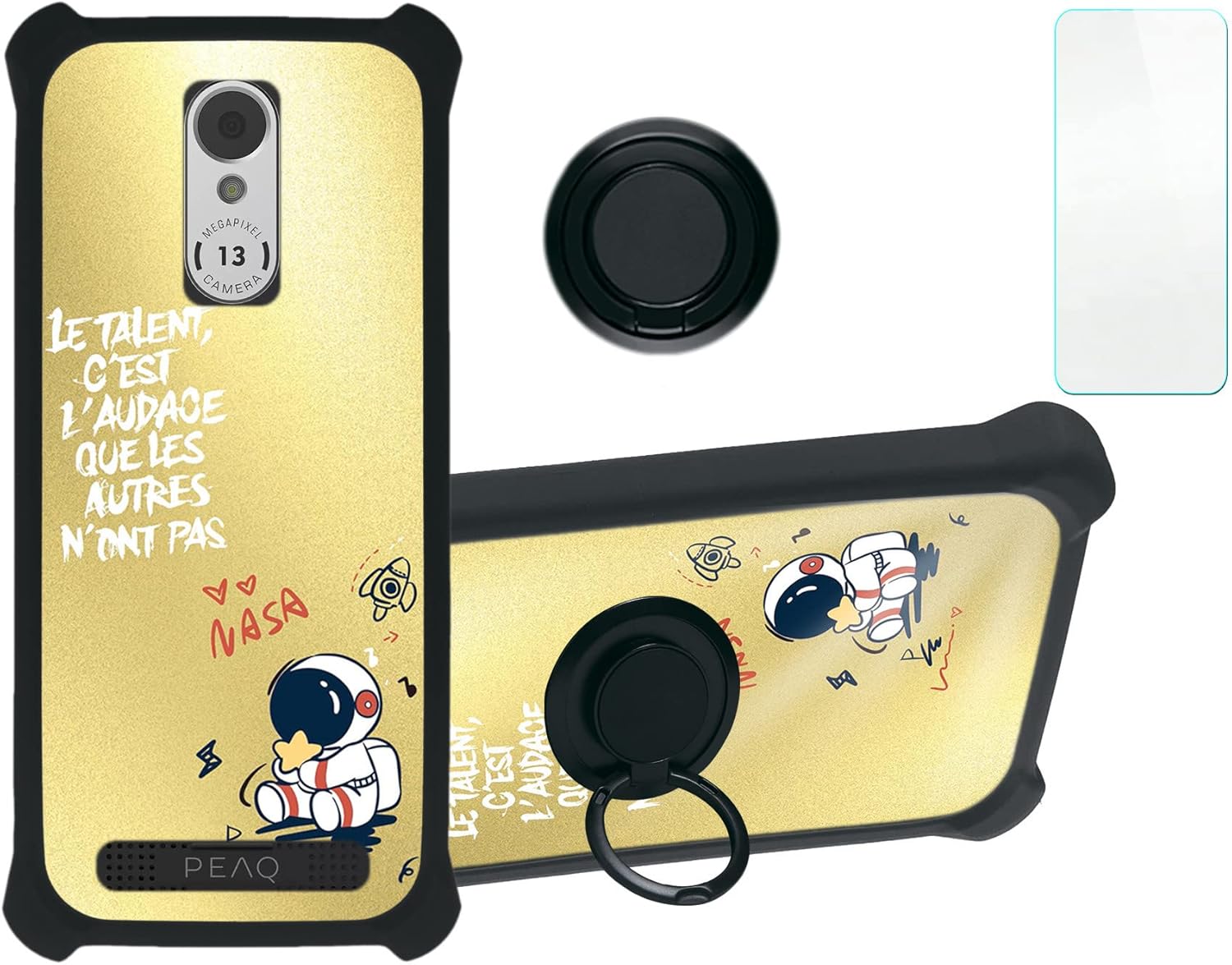 Case for Peaq PSP 400 Case Compatible with Peaq PSP 400 Phone Case Cover [with Tempered Glass Screen Protector][PC + TPU 2 in 1] DJH-YHY