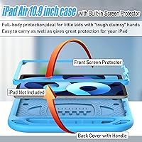 Vista 2 de LTROP Funda para iPad Air de 54 generación (20222020), iPad Pro 11 2022202120202018, protector de pantalla integrado, funda para niños con soporte a