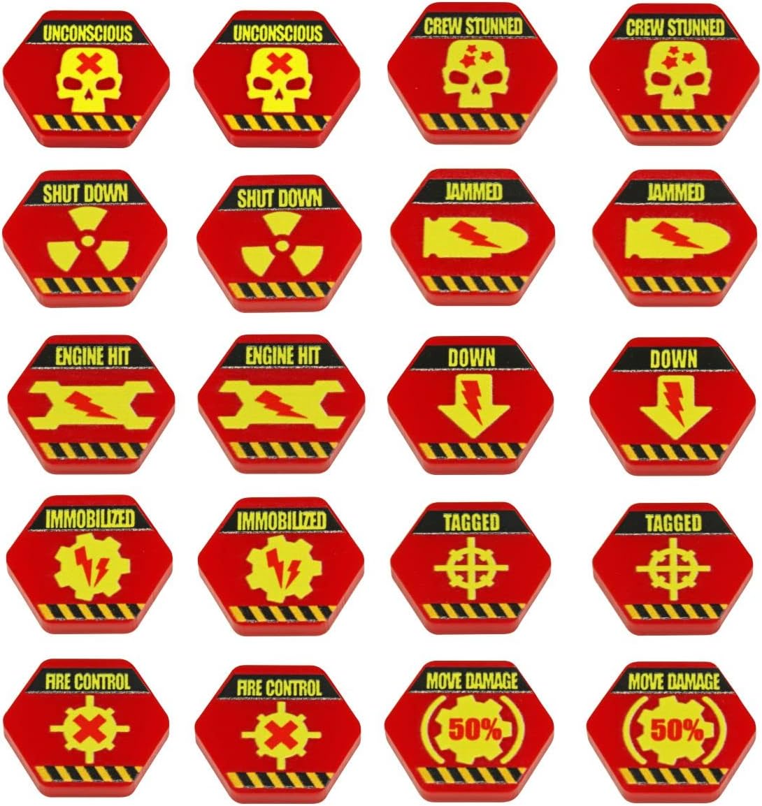 LITKO Mecha Damage Effects Token Set | Compatible with BattleTech ! 10 Pack (Weapon Jammed)