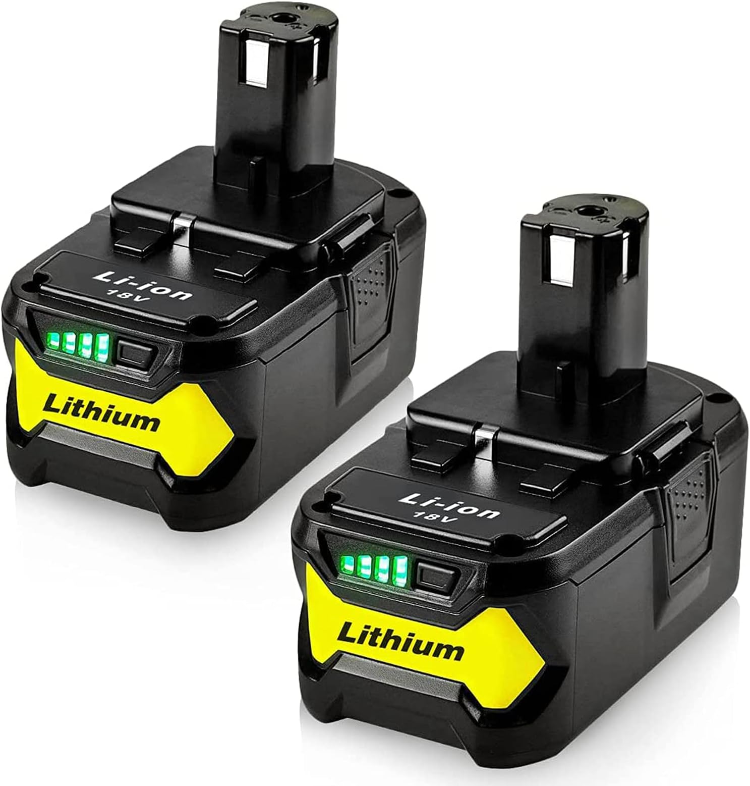 Turpow P108 Battery Pack 18V 4Ah Lithium Cordless Power Tool Replacement Battery for Ryobi One Plus P107 P108 RB18L40 RB18L13 RB18L25 RB18L50 P102 P103 P104 P105 P106 P122 (with LED Indicator, 2 Pack)