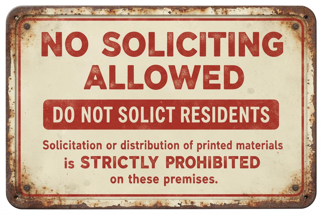 No Soliciting Allowed Metal Sign Do Not Solicit Residents Tin Sign Vintage Signs Aluminum Plates Printed