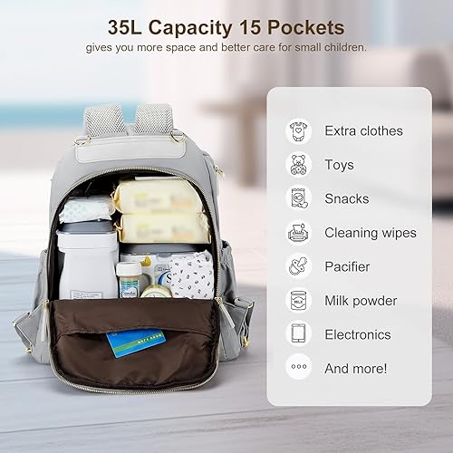 Miniatura 3 de Bolsa de pañales, mochila para mamá y papá, bolsa cambiadora de maternidad para bebé, multifunción, artículos esenciales de viaje de gran capacidad,
