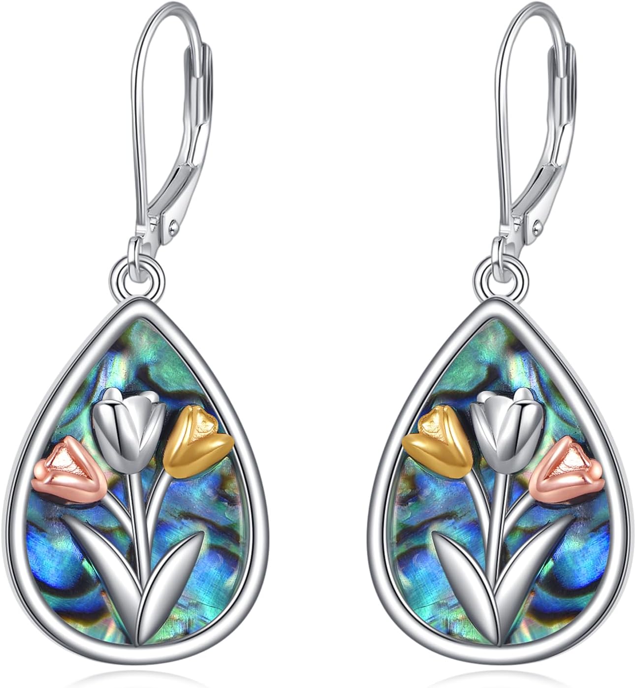 Tulip Earrings for Women 925 Sterling Silver Tulip Flower Teardrop Earrings Flower Jewelry Gifts for Women