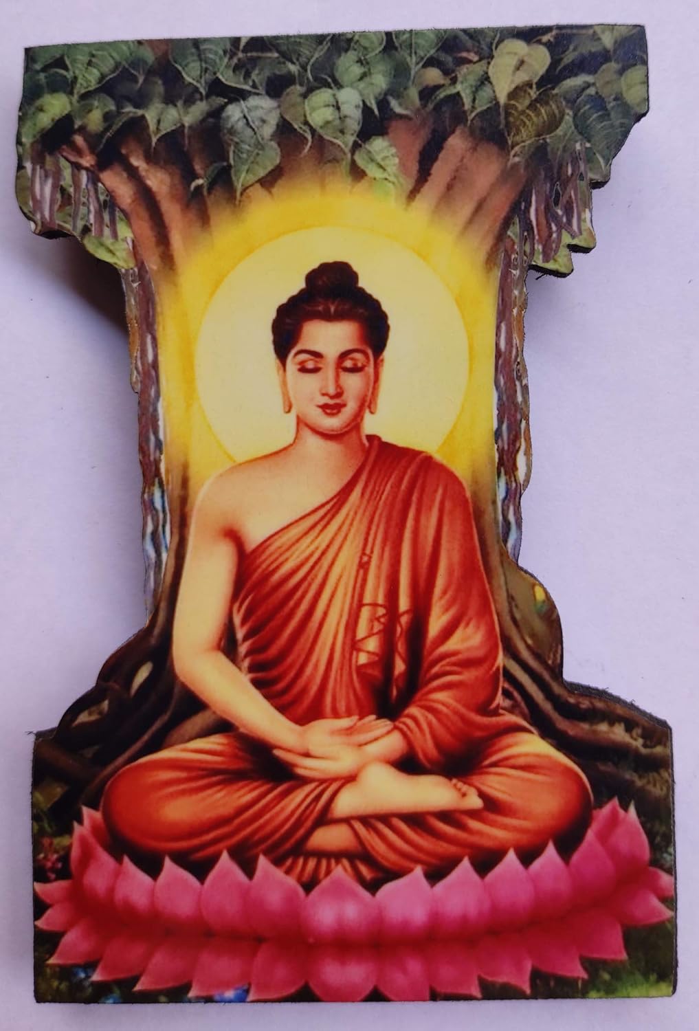 Vils Gautama Buddha/Siddhartha Gautama Divine Holy Blessing Wood and Plastic Statue/Photo Frame with Back Stand (Size 4 inch X 6 inch)- Multicolor