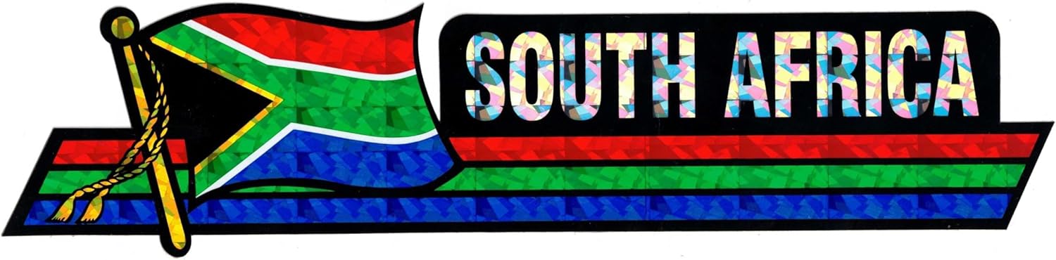 Pack of 24 South Africa Flag 3"x12" Reflective Decal Bumper Sticker DCX-218