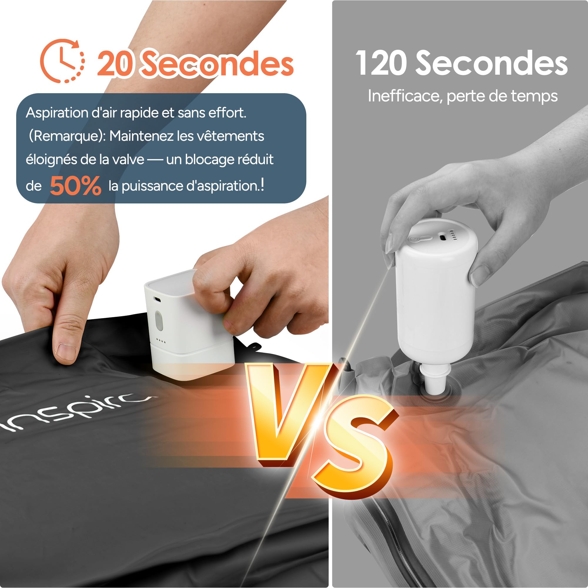 travel inspira Sac Sous Vide Vetement Aspirateur, TPU avec Pompe (1PC)