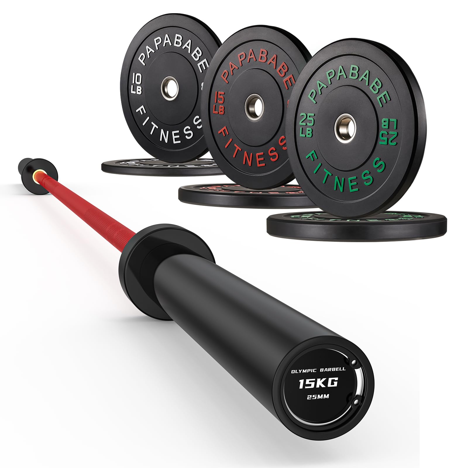 PAPABABE Barbell and Bumper Set