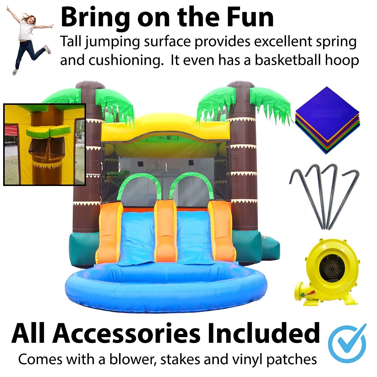 Buy Inflatable Bounce House and Wet / Dry Dual Lane Slide 12' Foot x