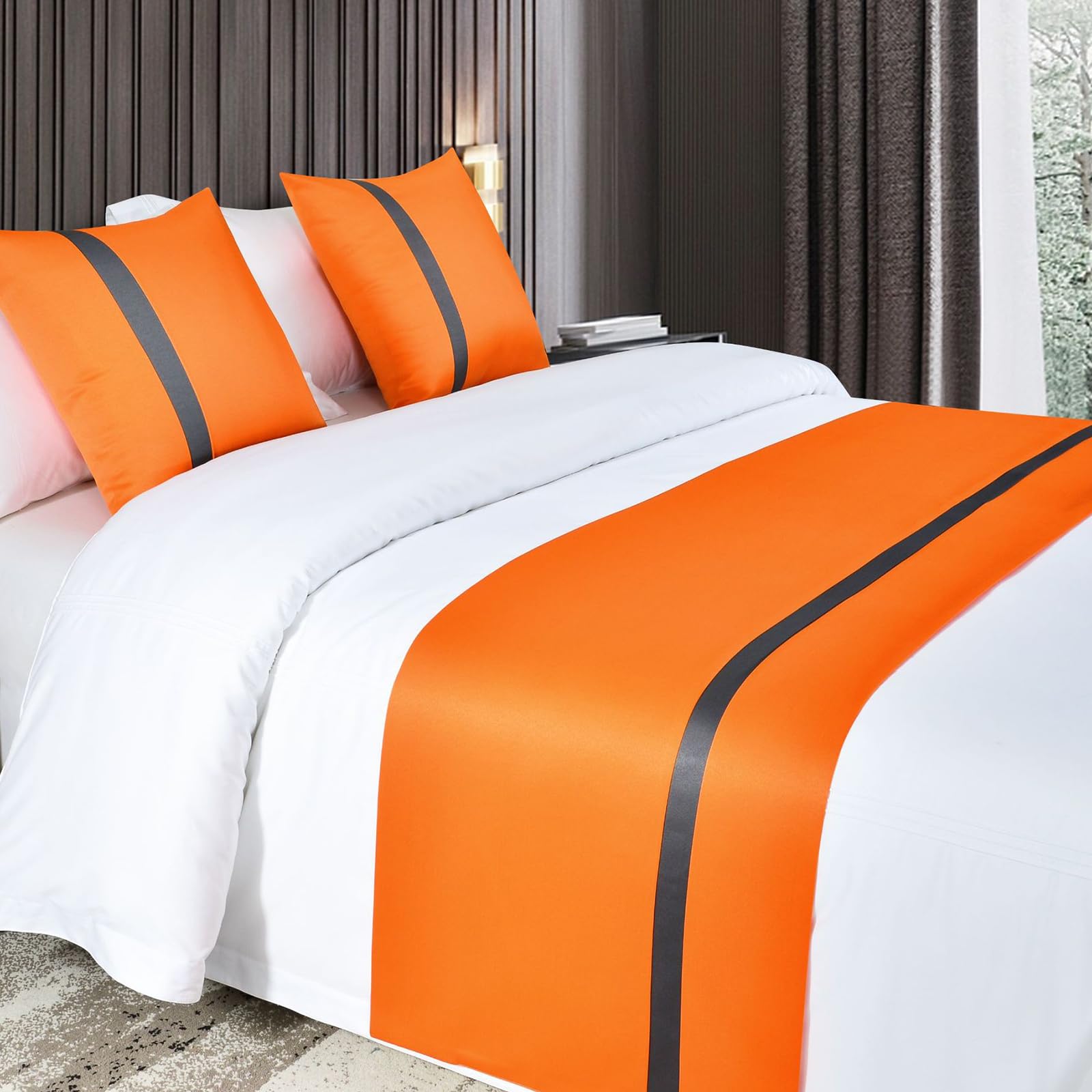 Morbuy Chemin De Lit Avec Coussin Assorti, Couleur Unie Chemin De Lit Hôtel Doux Drapeau De Lit Pour Salon, Chambre à Coucher, Décoration De La Maison (45x240cm Pour Lit De 2m,Turquoise