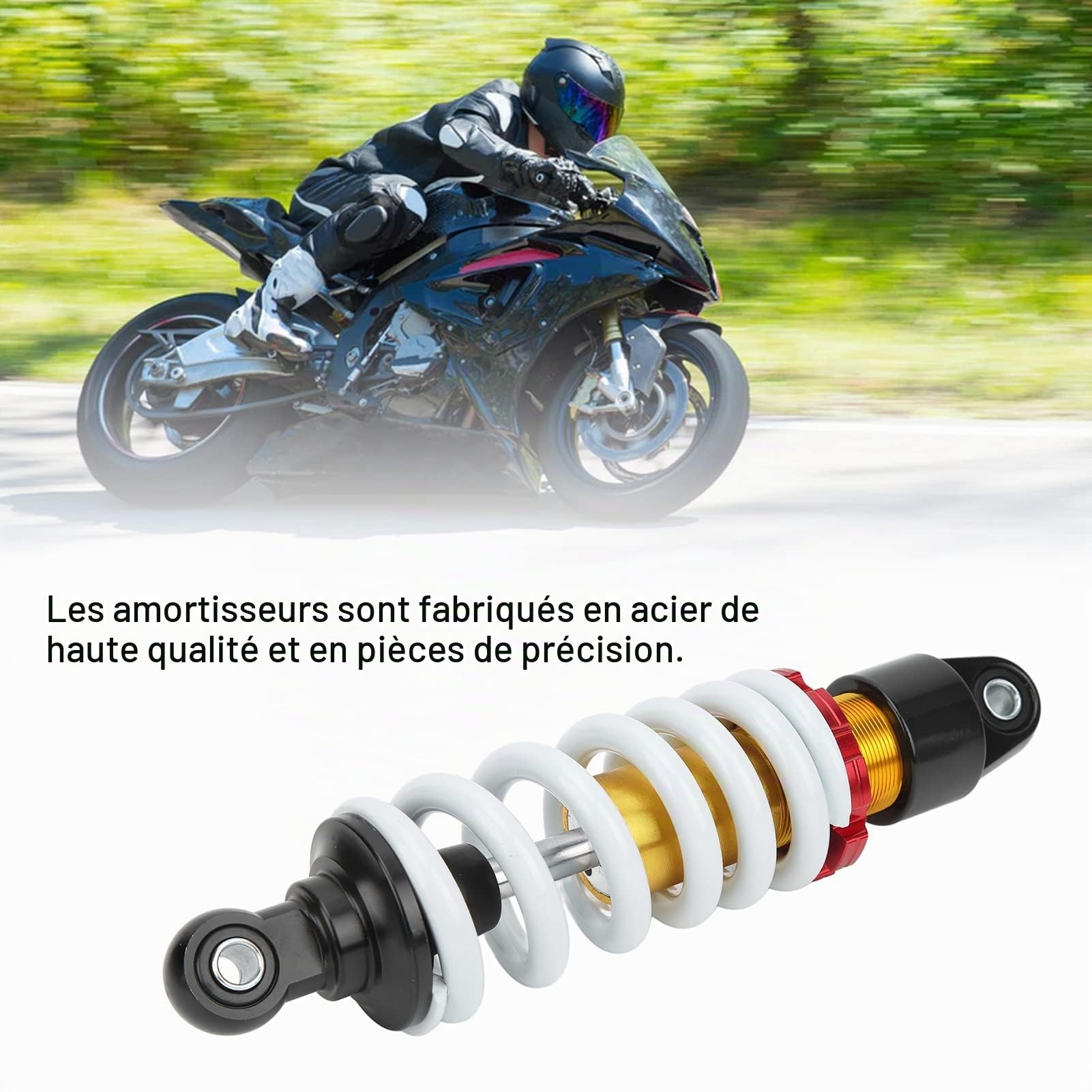 260mm Amortisseurs de Moto Suspension Arrière, Universel Amortisseur en Acier Aluminium, Ressort Hélicoïdal Réglable pour Motos, VTT, Scooters