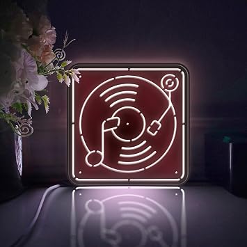 Music Player Turntable Led Light Box, Vinyl Record Wall Art Decor, Desktop Decorations, Room Decor Static Light, Large Size