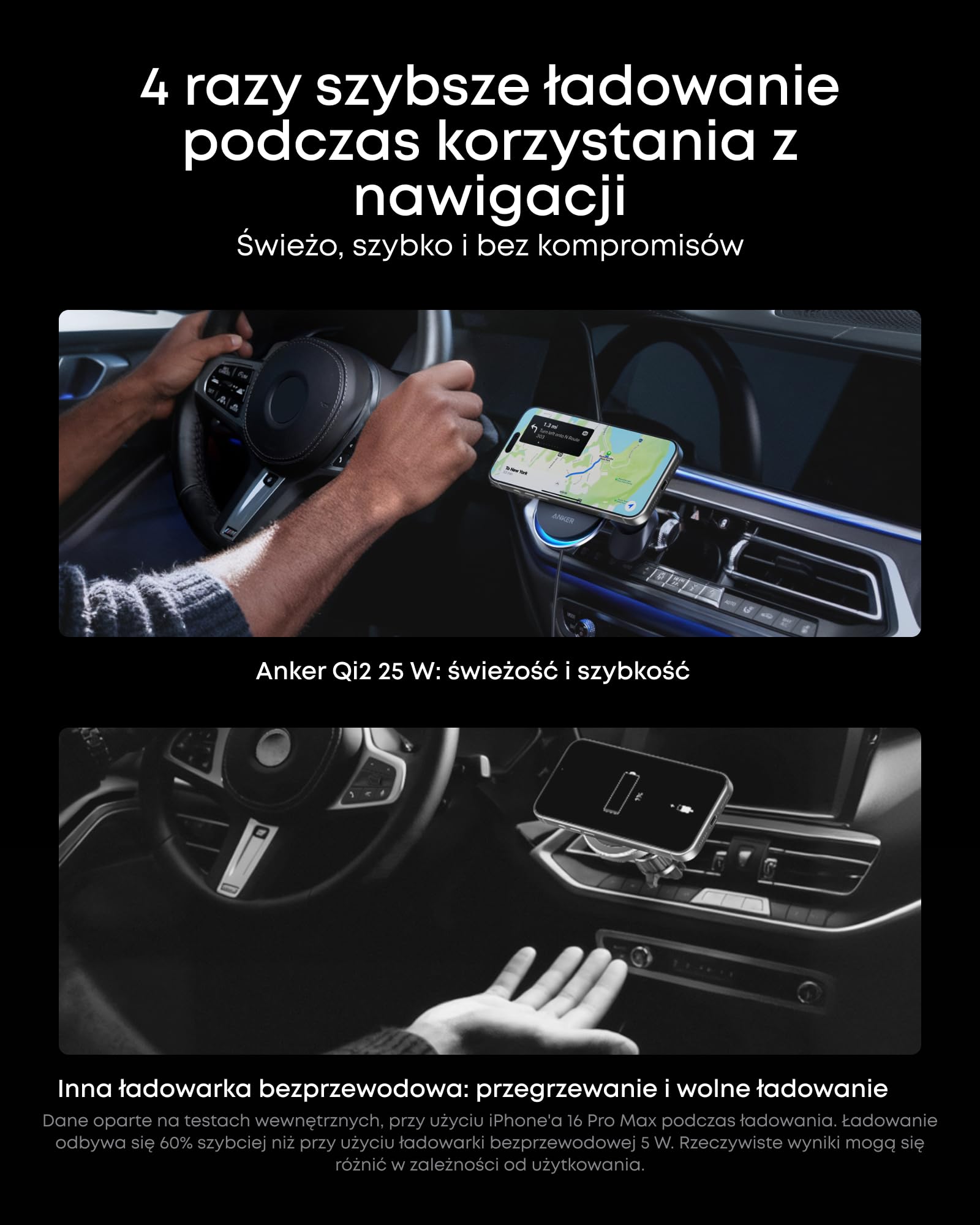 Anker Prime Magsafe Ładowarka samochodowa, bezprzewodowa ładowarka samochodowa z certyfikatem Qi2 25 W i aktywnym chłodzeniem TEC, mocne magnesy, uchwyt na kratkę wentylacyjną do iPhone'a 17-12