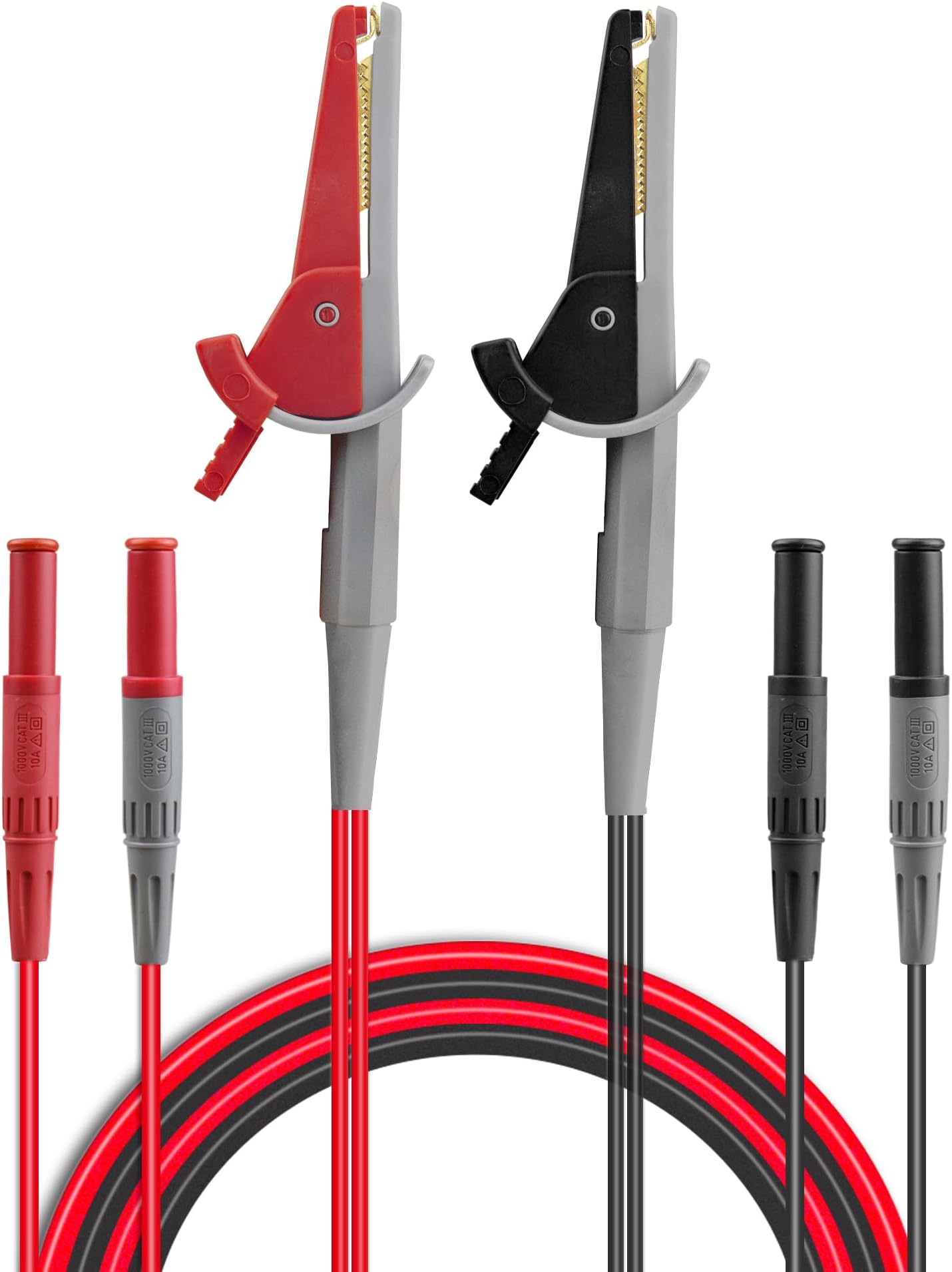 ZIBOO LC02 LCR Meter Test Leads Lead Terminal Kelvin Clip Wires,4 Four Wire Test Leads Lead Terminal Kelvin Clip Alligator with 4mm Banana Plug,Use for LCR Capacitance Meters,Kelvin Lead Set (Clips)