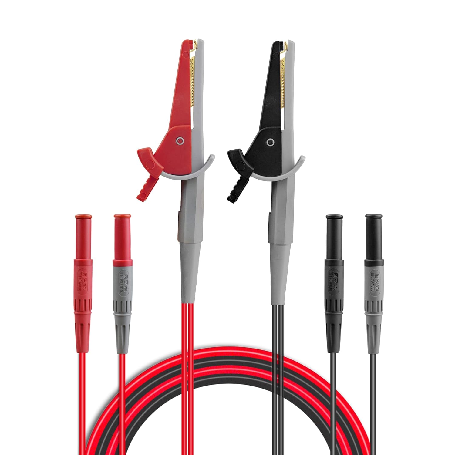 LC02 LCR Meter Test Leads Lead Terminal Kelvin Clip Wires,4 Four Wire Test Leads Lead Terminal Kelvin Clip Alligator with 4mm Banana Plug,Use for LCR Capacitance Meters,Kelvin Lead Set (Clips)