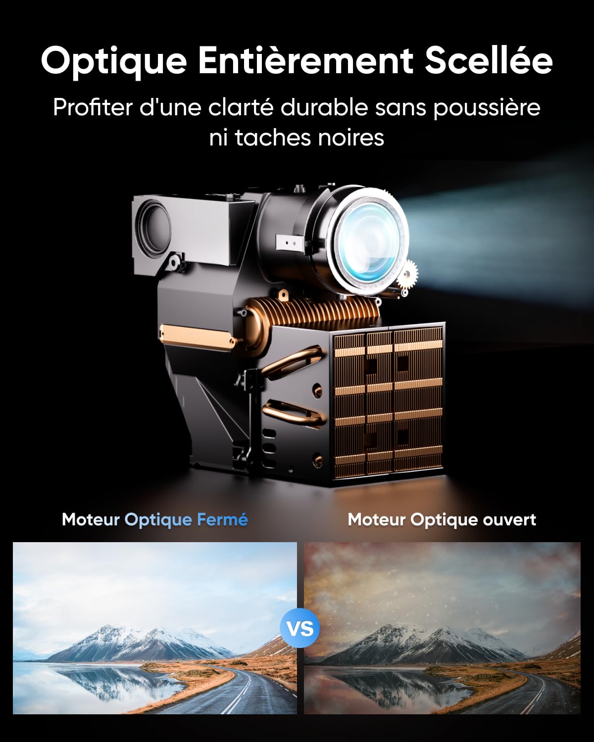 ULTIMEA Vidéoprojecteur Android TV 11.0 avec Netflix, Videoprojecteur 4K Portable, Dolby Audio, 1000 ANSI, Basses Profondes, Home Cinéma, Vidéo Projecteur 1080P Extérieur WiFi Bluetooth, Poseidon E40