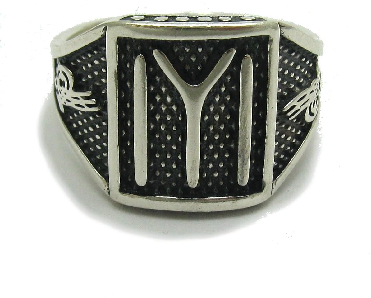 Sterling silver men ring old bulgarian symbol IYI and Axe solid 925 Empress