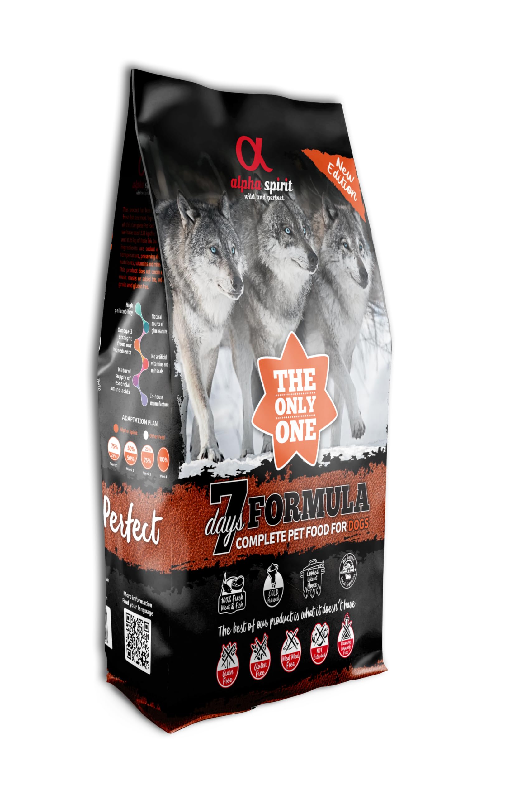 Alpha Spirit 7 Days Formula Complete Dry Dog Food | The Only One | Cold Pressed | Grain Free | Protein Rich | Suitable For All Dog Breeds (12kg)