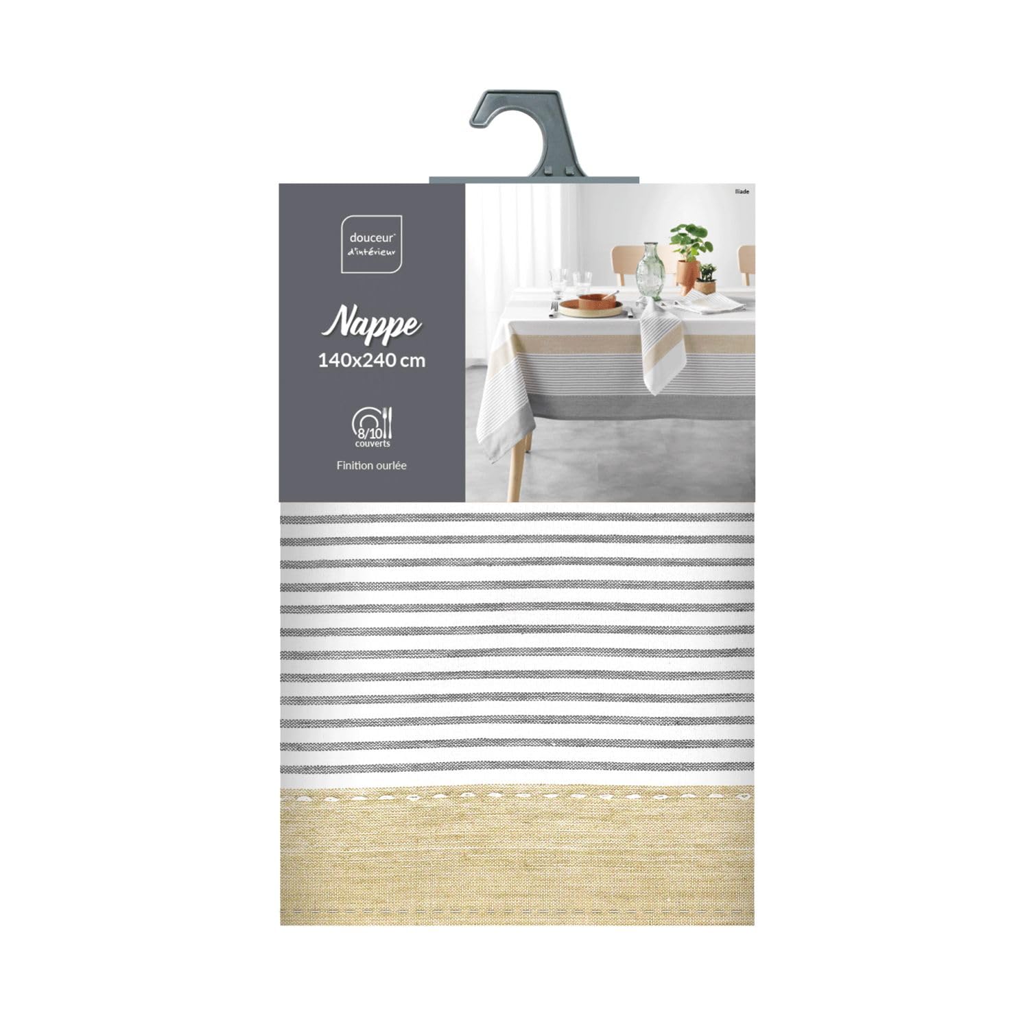 Douceur d'Intérieur, Rectangular Tablecloth 140 x 240 cm Iliade Cotton & Woven Polyester