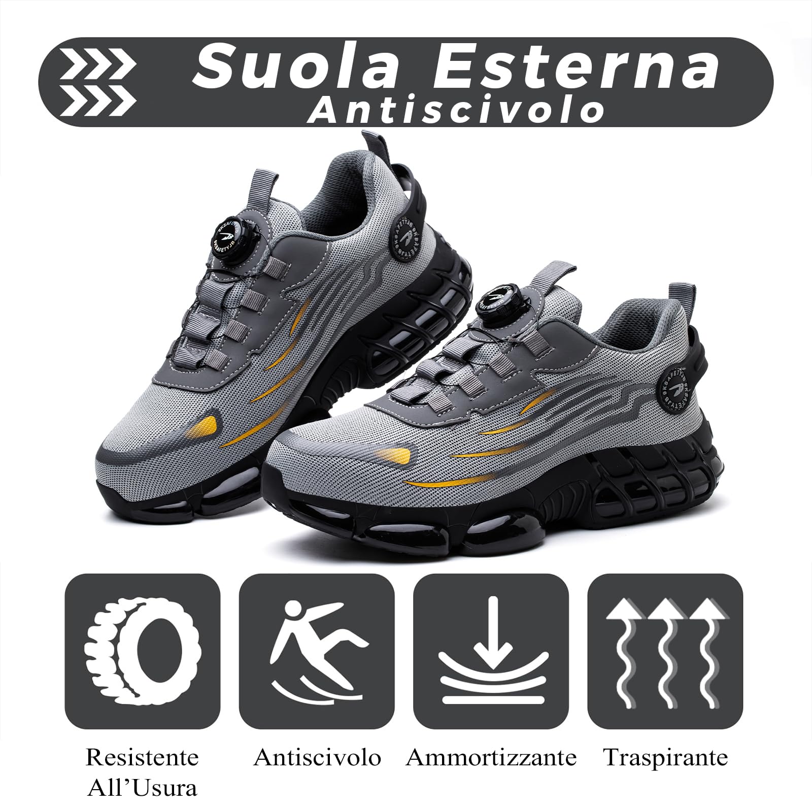 Scarpe Antinfortunistiche Uomo Donna Scarpe da Lavoro Traspiranti Comode Leggere con Punta in Acciaio 36-46 EU