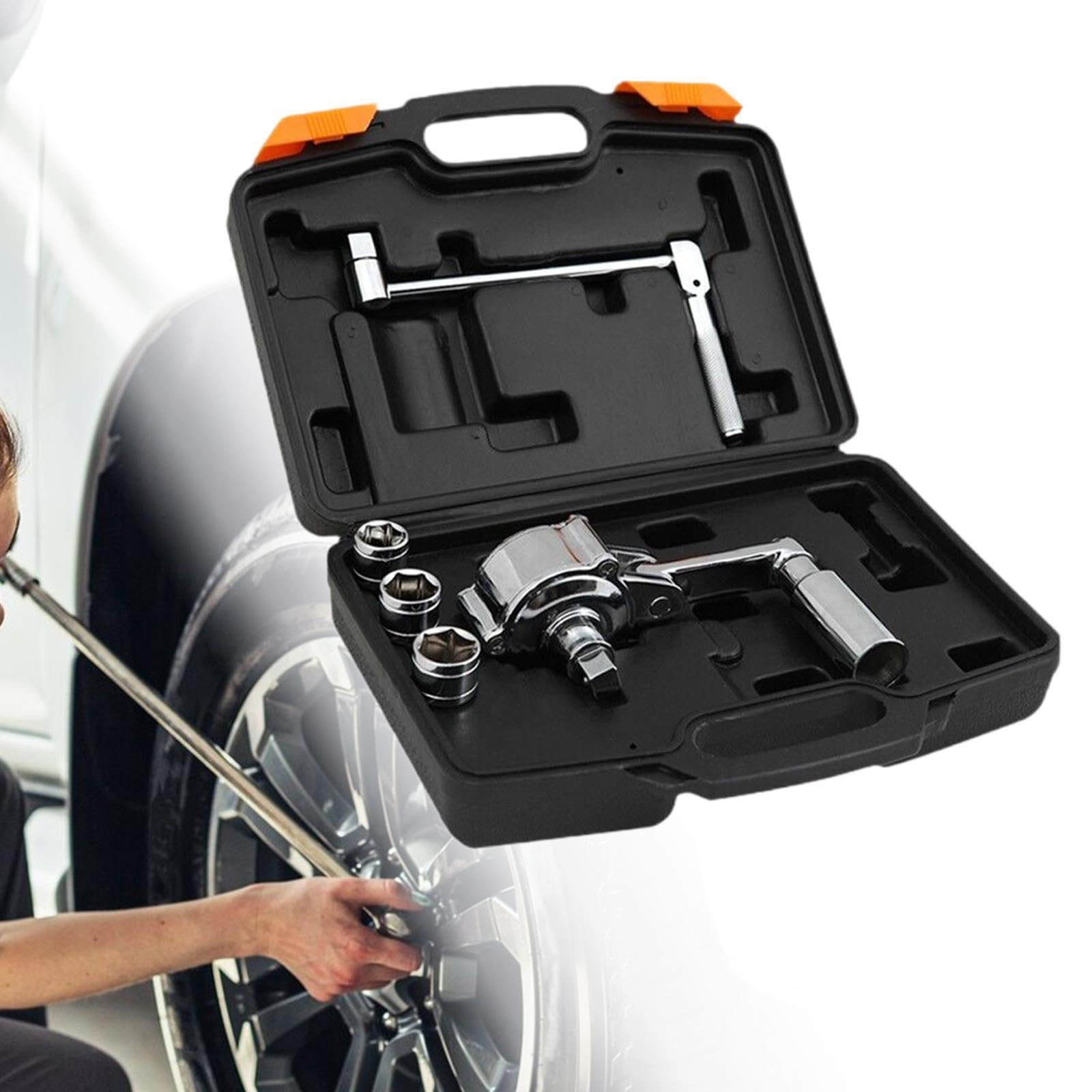 Kit per Cambio gomme, Valigetta per Il Trasporto, Strumento per la rimozione dei Dadi della Maggior Parte dei Veicoli, Chiave moltiplicatrice per Pneumatici torsionali