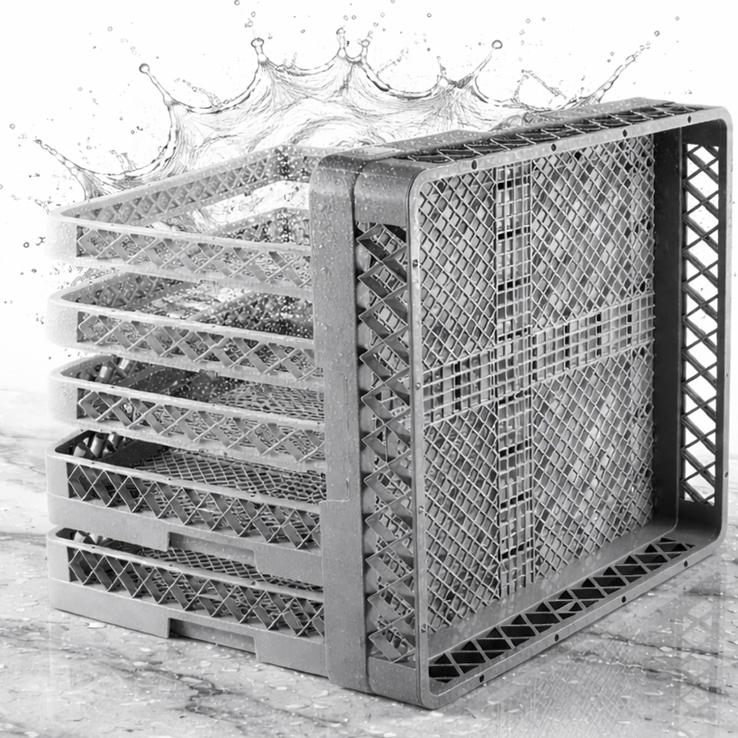 Juego de 3 cestas para vasos, cubiertos, tazas, cesta fina, sin división, 50 x 50 cm, 3 accesorios, cesta para cubiertos, cesta para lavavajillas, cesta para lavavajillas comercial, para cubiertos y