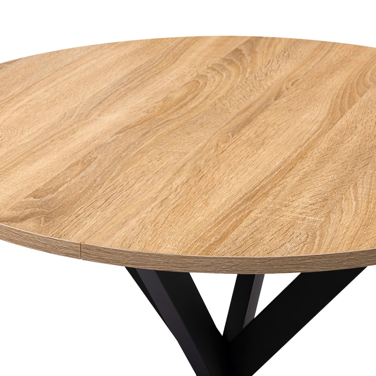 IDMarket - Table à Manger Ronde Alix 4 Personnes Pied araignée Bois et Noir 80 cm