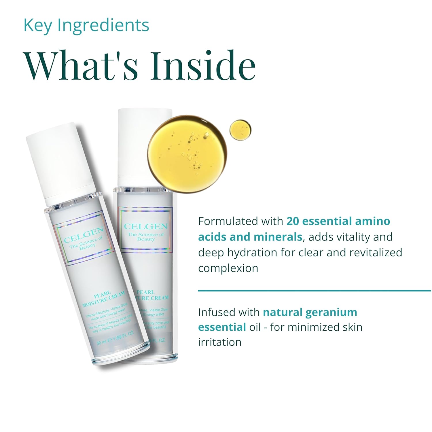 Pearl Moisture Cream – Hydrating Daily Face Moisturizer with Hyaluronic Acid, Jojoba Oil, Pearl Extract and Birch Sap Water, Soothing Facial Gel for Nourishing Skin (1.69 fl oz)