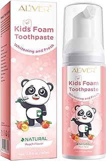 1PCS Foam Toothpaste Kids, Foam Whitening Toothpaste, Mousse Toddler Toothpaste, Low Fluoride Foaming Toothpaste and Mouthwash for U Shaped Toothbrush for Kids (1 PC (Peach Child))
