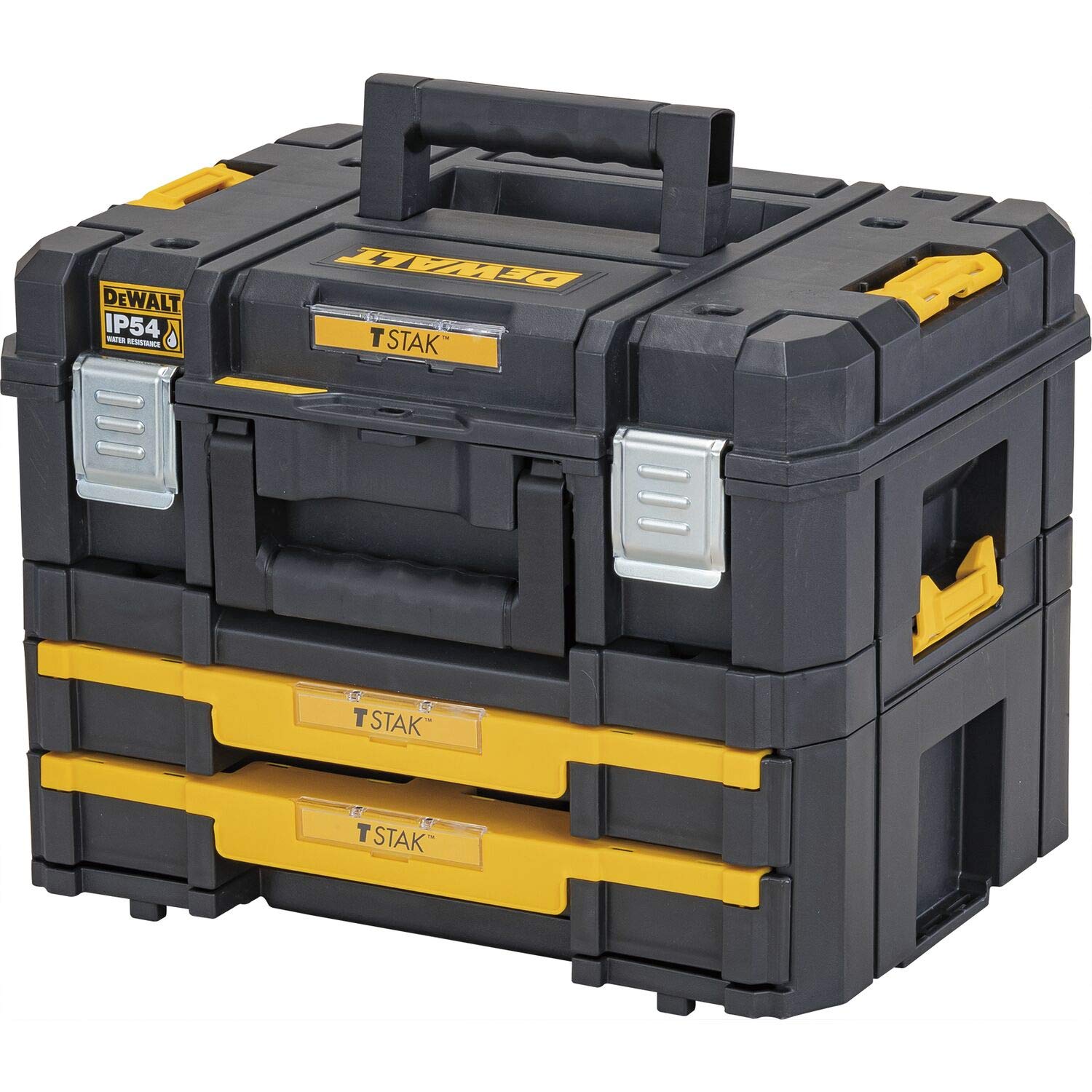 DEWALT DWST83395-1- Combo de Maleta multiusos + Cajonera doble TSTAK, Cierres metálicos, Capacidad de carga 30Kg, Divisores extraíbles, Conecta módulos TSTAK