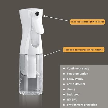 2PCS 200ml Continuous Spray Bottle, Ultra Fine Mist for Hair Plants | Continuous spray bottles,ultra-fine 0.3mmnozzle,durable BPA-free PET material,leak-proof for hairstyling,cleaning,plants&pets