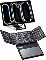 Vista 1 de ZenRich Teclado Bluetooth plegable con soporte y teclado táctil grande, teclado numérico, teclado de bolsillo de viaje para iPad, Windows, iOS