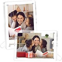 FIXSMITH 2 Pack 4x6 Acrylic Picture Frames, Clear Magnetic Frames with Stand, UV Resistant, Horizontal/Vertical Display, Perfect for Home Office