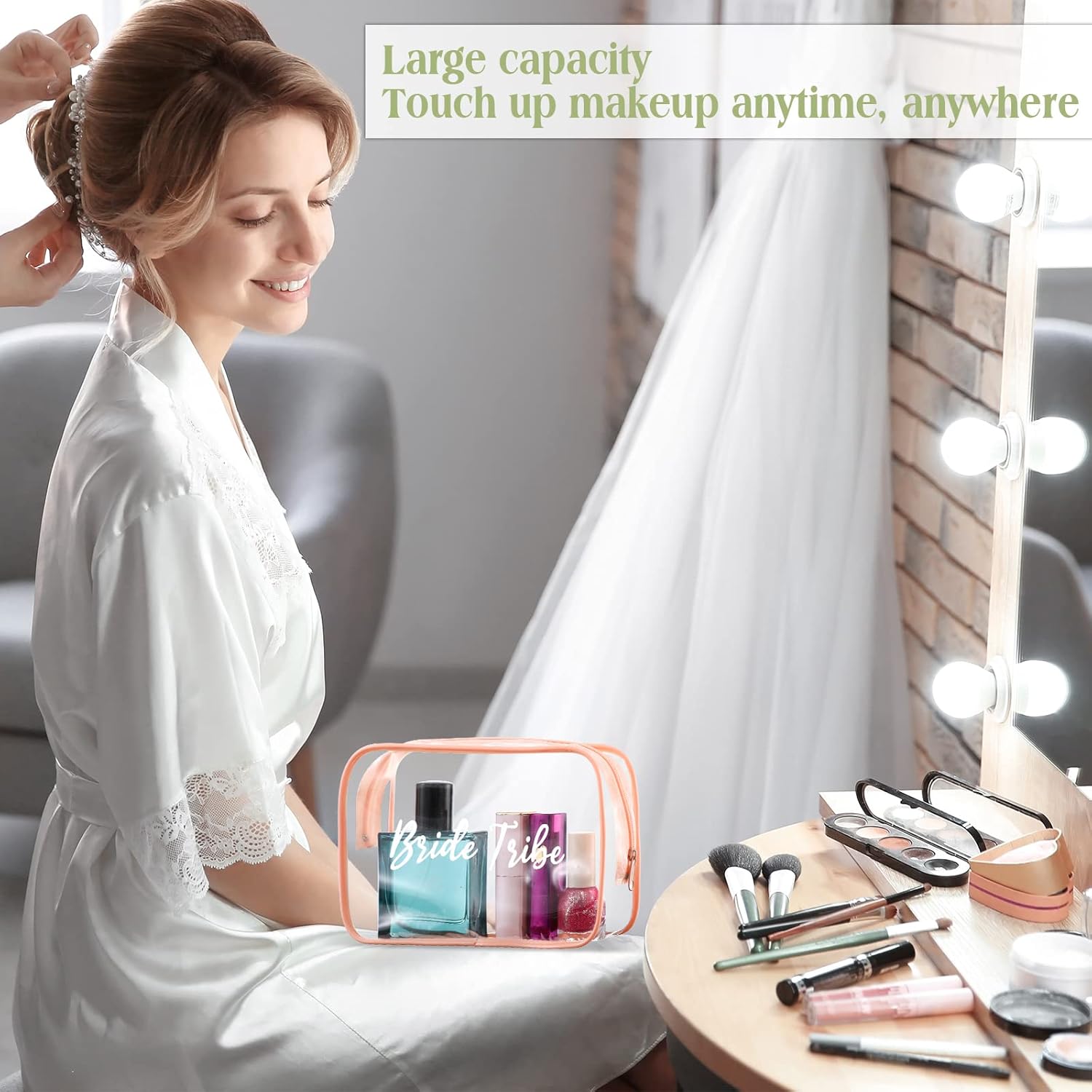 Amylove 10 Pcs Bridesmaid Makeup Bag for Bridal Party Gifts Clear Makeup Bags Toiletry Bridesmaid Proposal Gift Cosmetic travel Cosmetic Bag for Wedding Bachelorette Party Favor(Pink) - Image 7