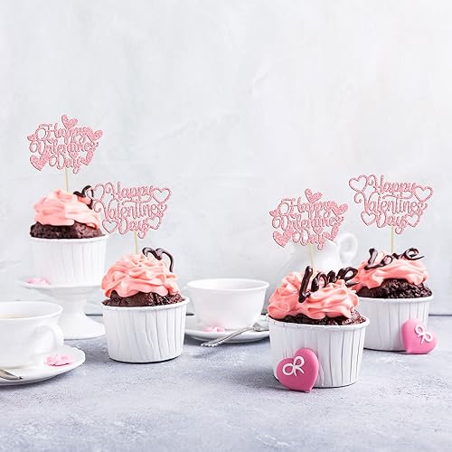 Vista 32 de 36 piezas de decoración de cupcakes para el día de San Valentín, dulce amor, San Valentín, para el día de San Valentín, fiesta de cumpleaños