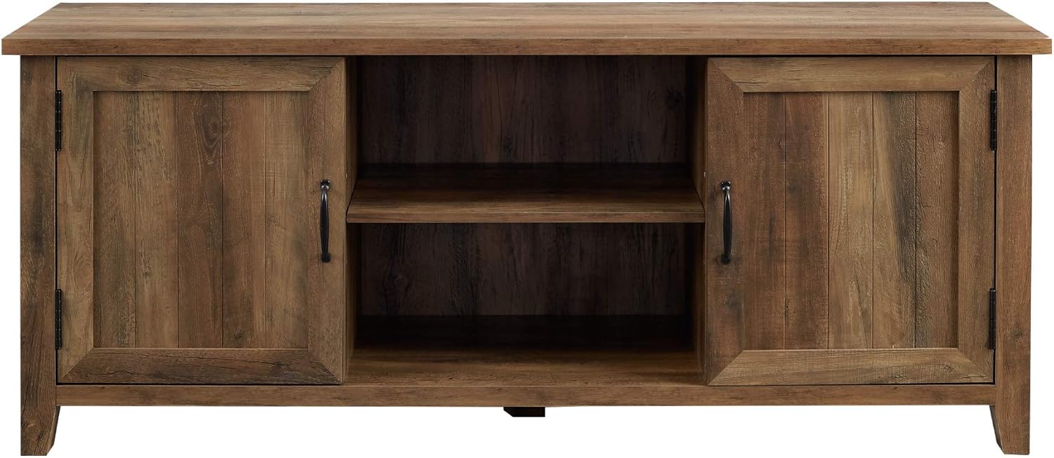 Walker Edison Buren Classic Grooved Door TV Stand for TVs up to 65 Inches, 58 Inch, Rustic Oak : Home & Kitchen