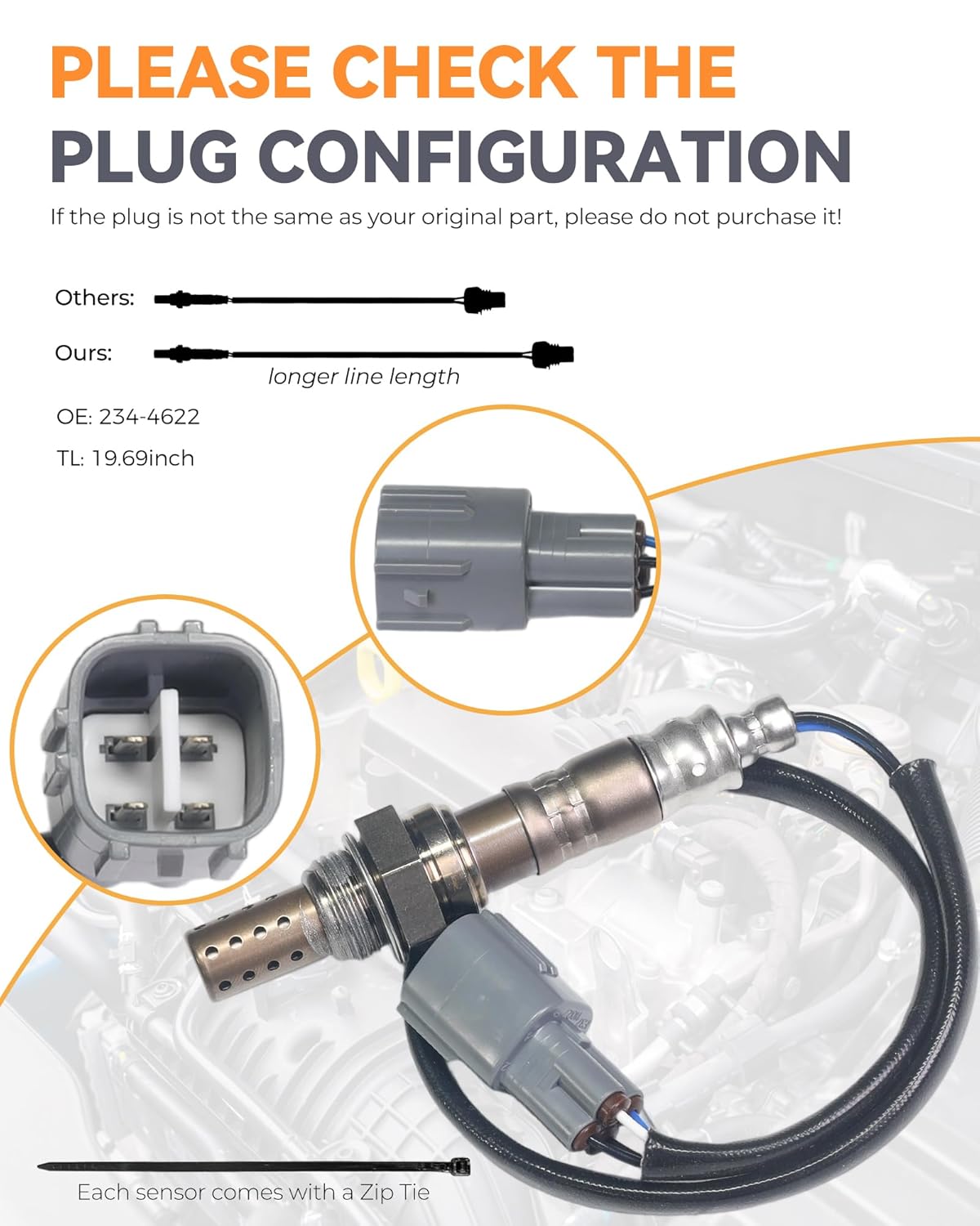 234-4622 O2 Oxygen Sensor Downstream for Toyota Camry Avalon Sienna 4Runner RAV4 Solara Matrix, Lexus ES300 GX470 LX570 NX300h, Pontiac Vibe Replace# 250-24360 13355 89465-33180 SG368