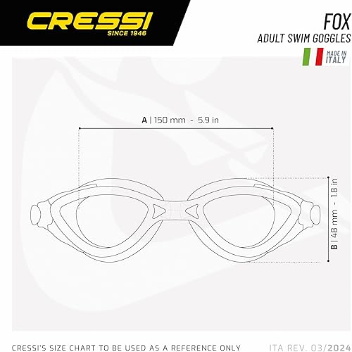 Miniatura 5 de Cressi Gafas de natación para adultos con lentes planas para visión natural - Silicona suave - Zorro Hecho en Italia