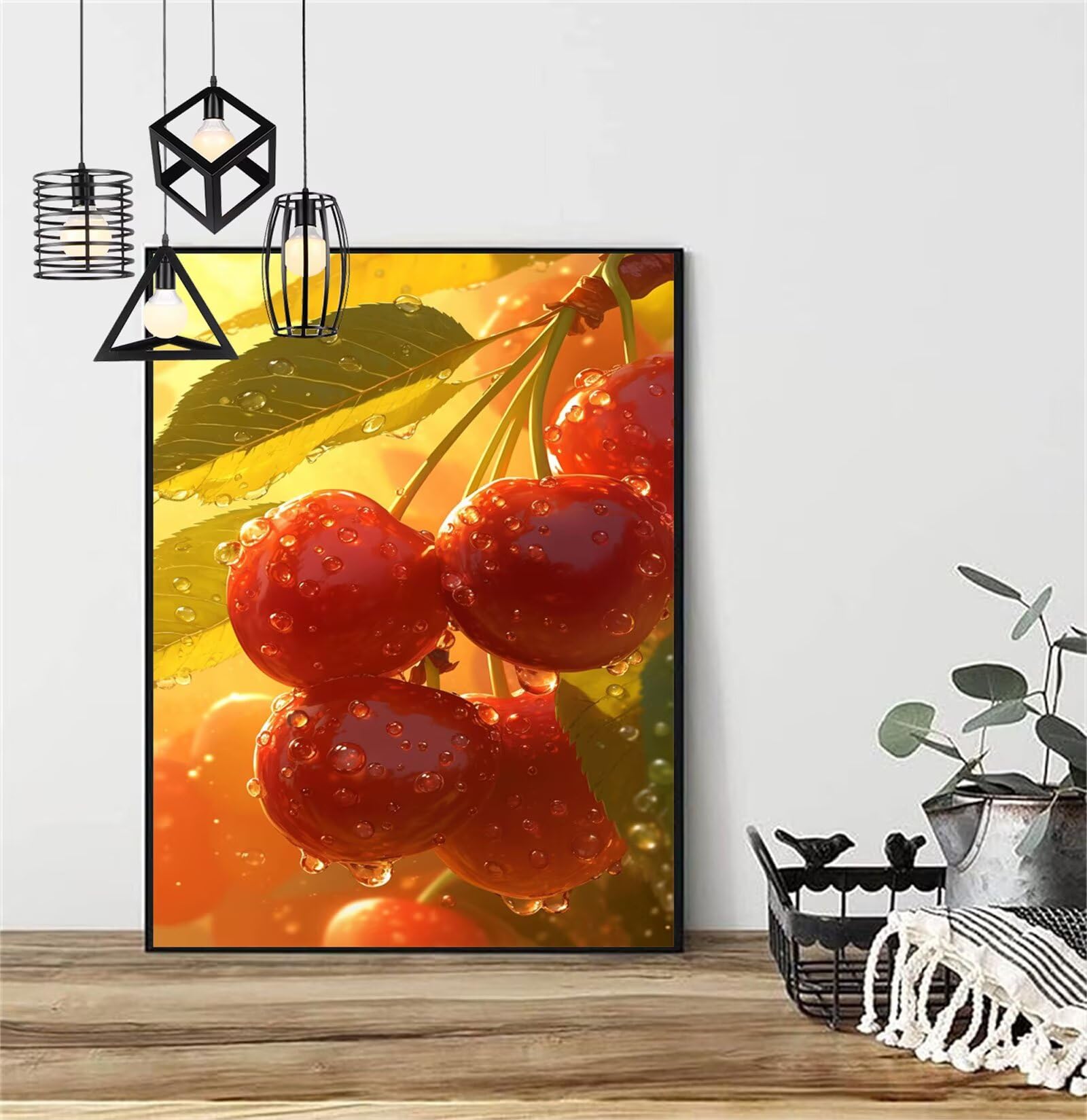 Diamentowe malowanie czerwone diamentowe dzieci 100x150cm 2025 diamentowe malowanie owoce, DIY diamentowe rysunki ścieg krzyżykowy rzemiosło dla dorosłych, obraz diamentowy dekoracja domu prezenty dla
