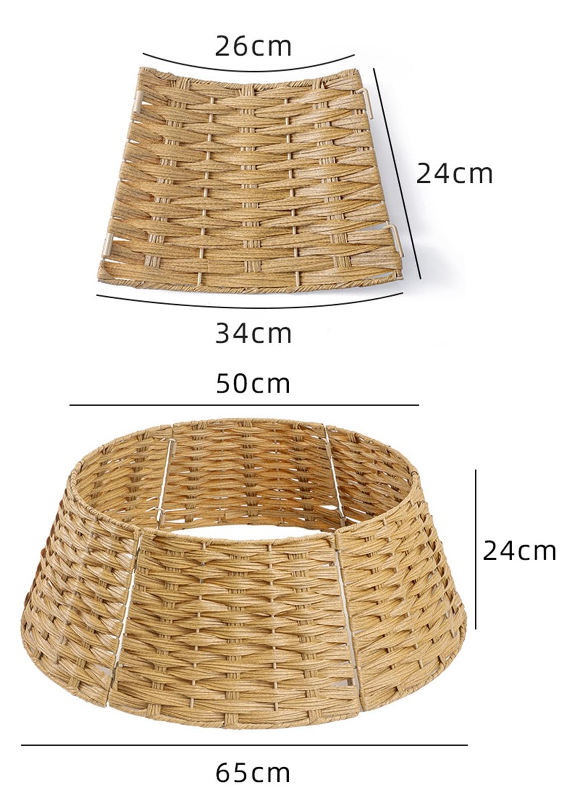 Weihnachtsbaum Kragen,Natürlicher Gewebter Rattan-Weihnachtsbaumring Baumfußabdeckung,für die Wohnzimmerdekoration(Yellow)