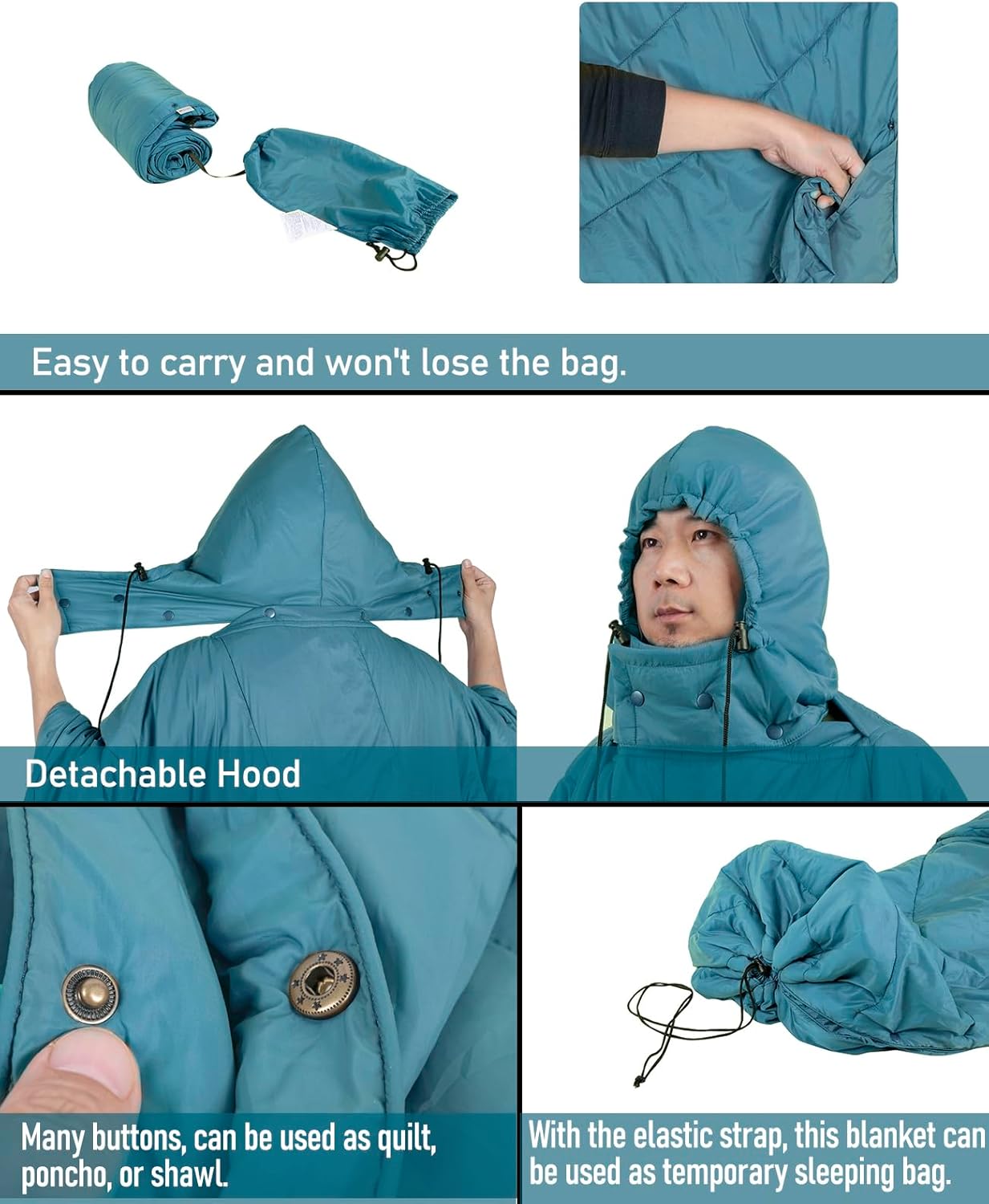 iClimb 1 Hooded 3M Thinsulate Insulation Warm Blanket and 1 Anti-Sinking Large Feet Chair Bundle, Ultralight Compact for Adults Outdoor Backpacking Hiking Camping Beach Concert