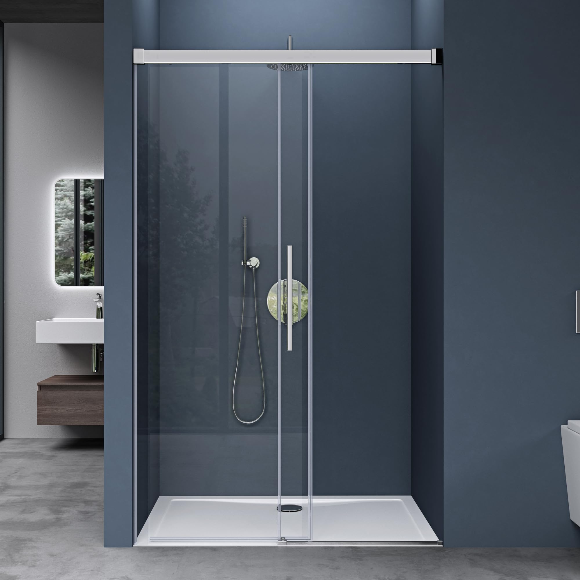 Porta Doccia Scorrevole Per Nicchia 120x195cm - Vetro Temperato 8mm Anticalcare, Alluminio Cromato - Foto 10