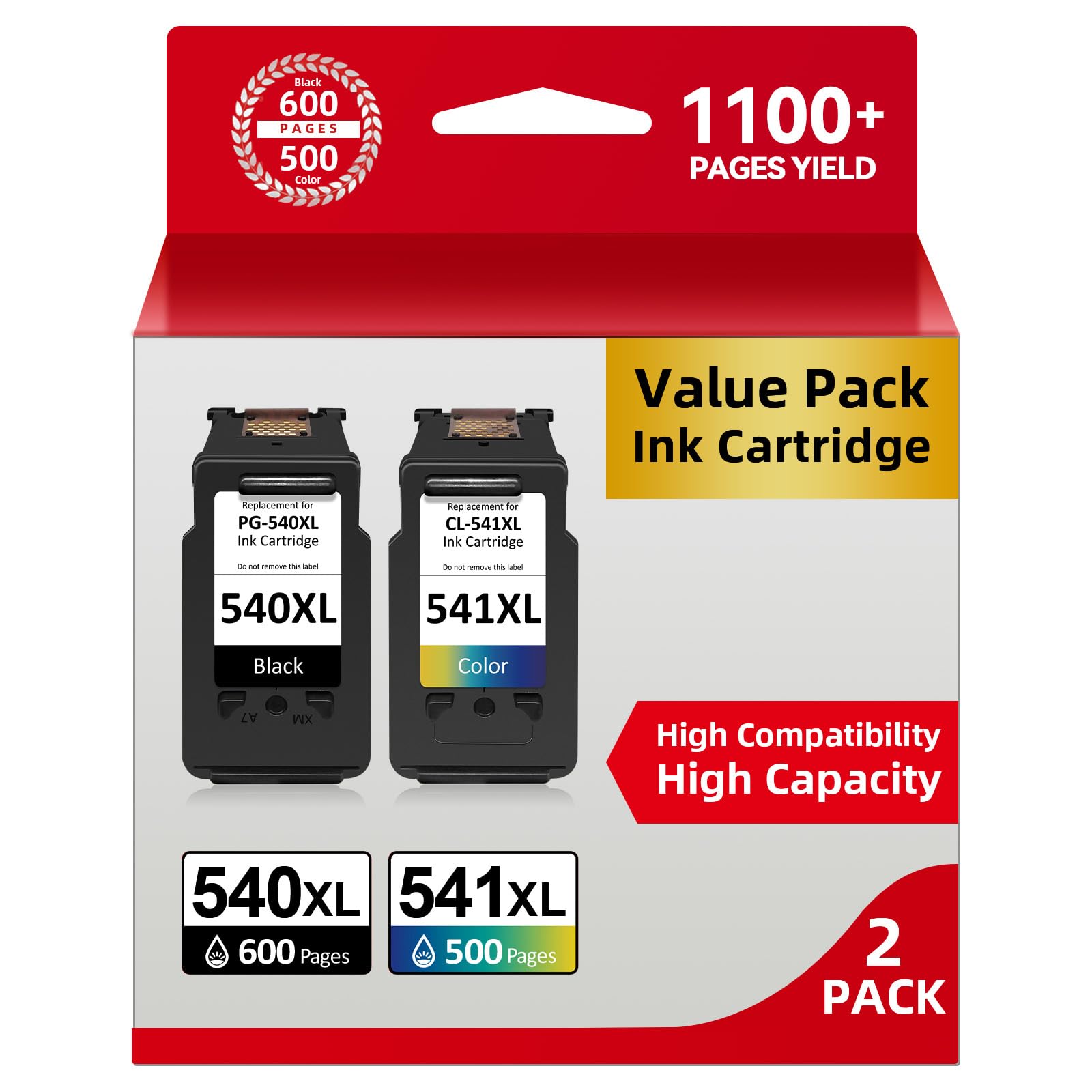 Druckerpatronen 540 541 XL Multipack, Kompatibel für Canon 540 541 Original Drucker-Tintenpatronen, PG-540/CL-541 XL, 540 541 Patronen für Pixma TS5150 TS5151 MX475 MG3600 MG3650 MG3650s MG4200 MG4250