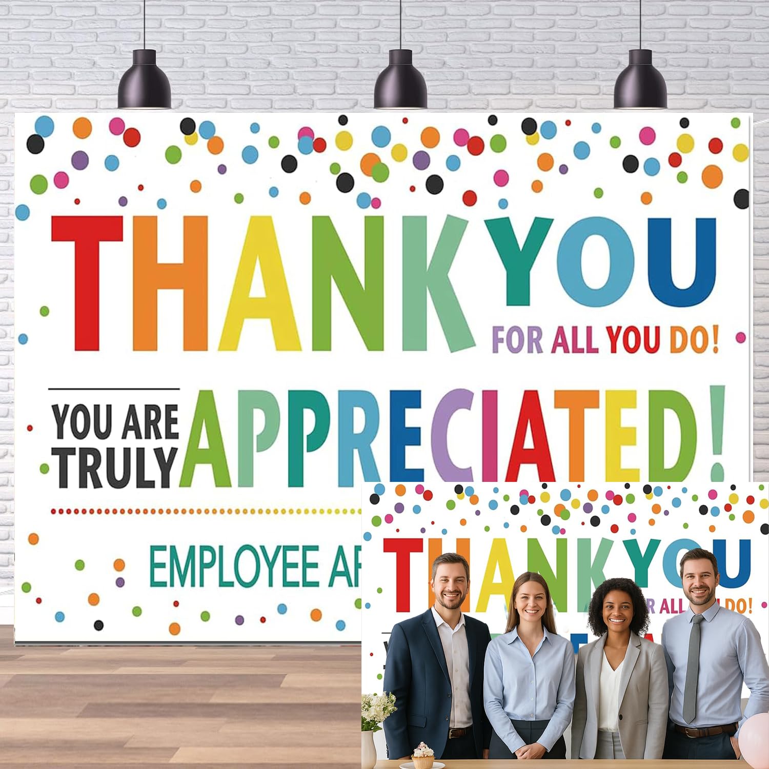 Dudaacvt 7x5ft Employee Appreciation Day Backdrop Thank You You are Appreciated Banner Colorful Office Party Decoration for Staff Recognition Event