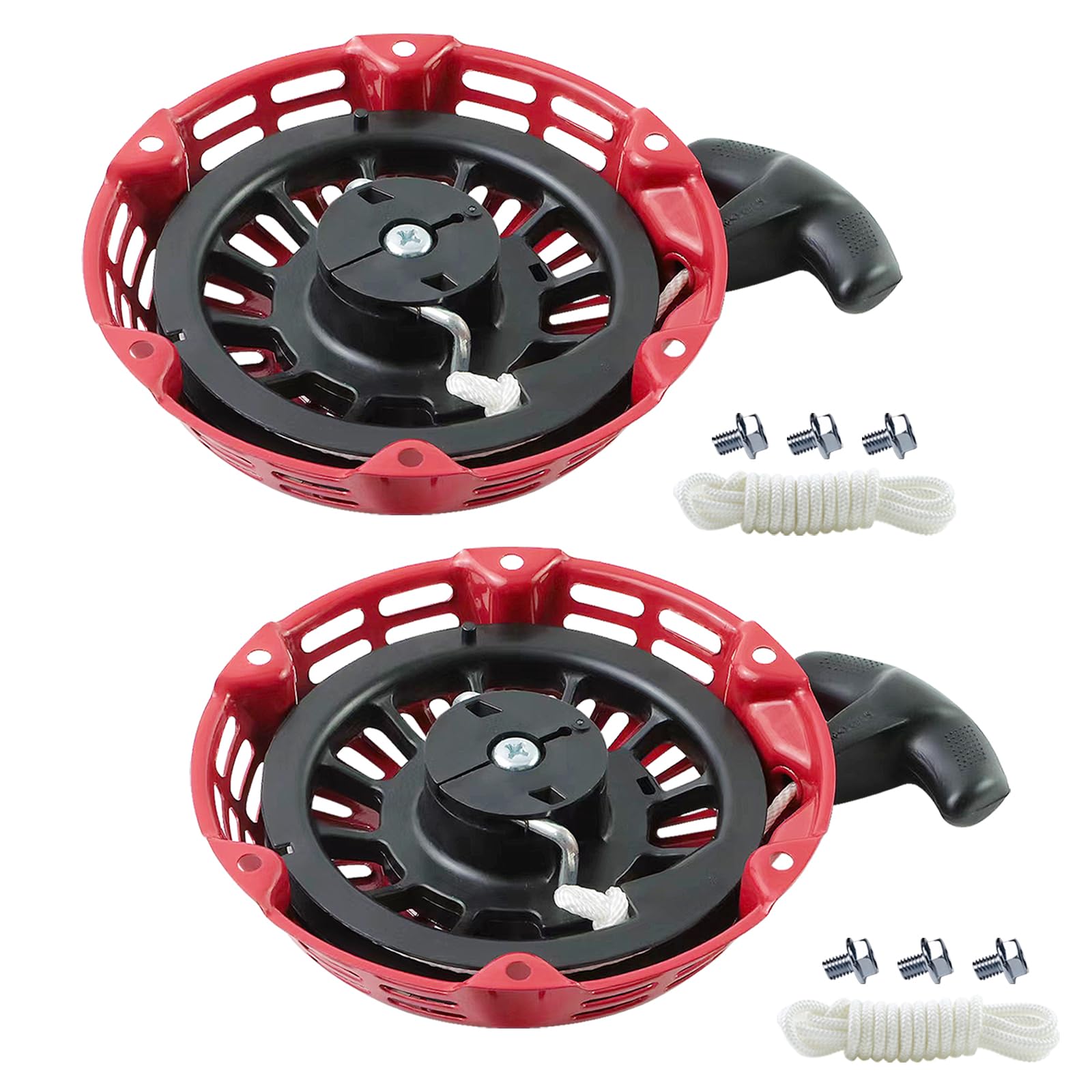 WOTIAN 2 piezas GX160 Pull Start Assembly 28400-Z4M-306ZB con tacos de varilla de acero curvados para GX120 GX160 GX200 5.5HP 6.5HP 27400-Z1T-702