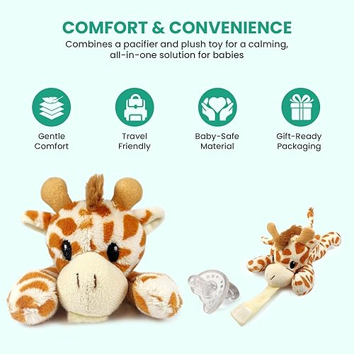 Miniatura 4 de Soporte desmontable para chupete  Chupete de silicona con animal de peluche  Soporte extraíble para chupete de bebé para acurrucarse con comodidad